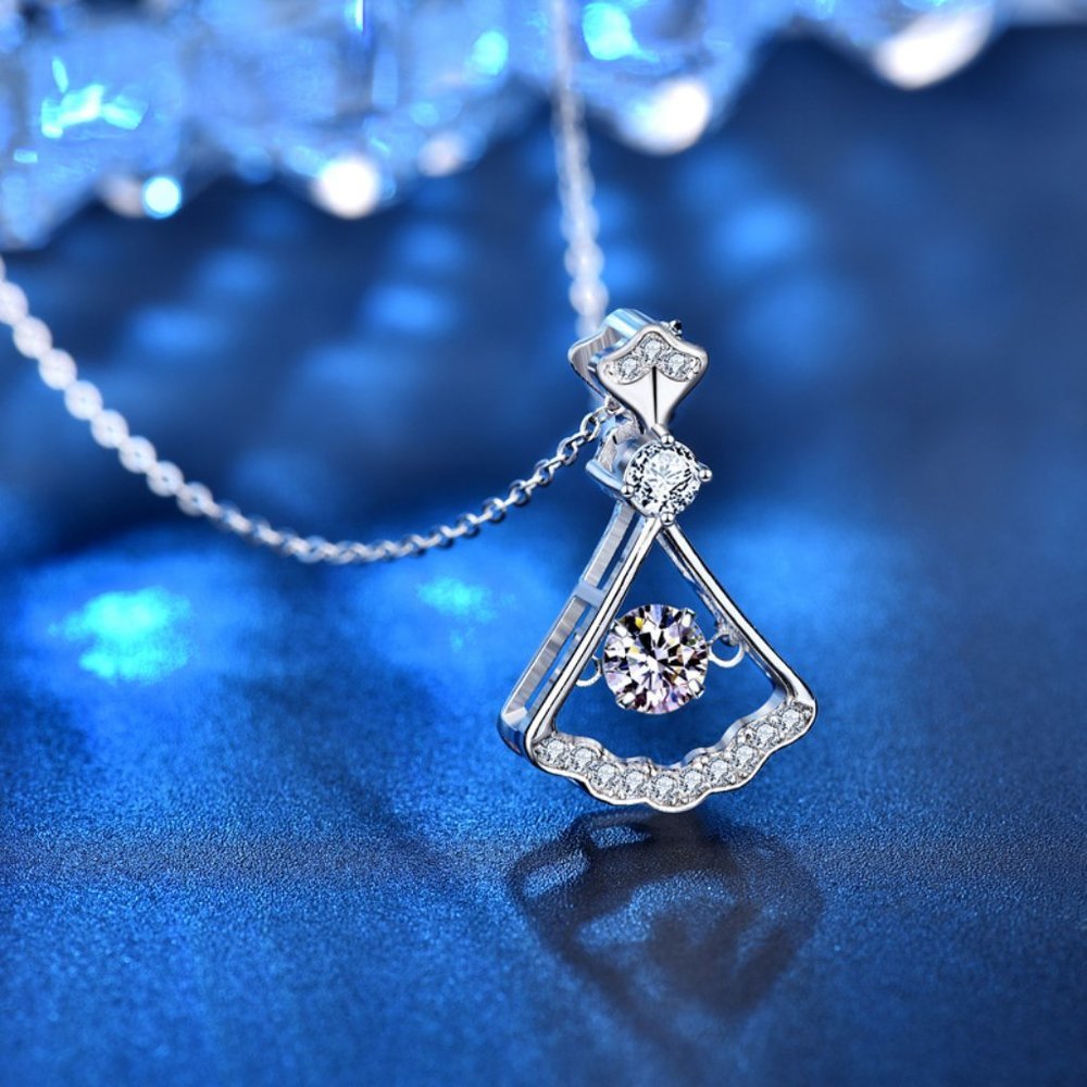 Certified 1/2 ct. t.w. Moissanite Diamond Dancing Skirt Necklace NEW - Picture 3 of 9